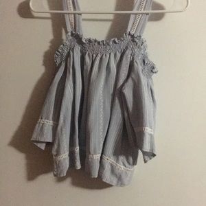 Blue and white crop top